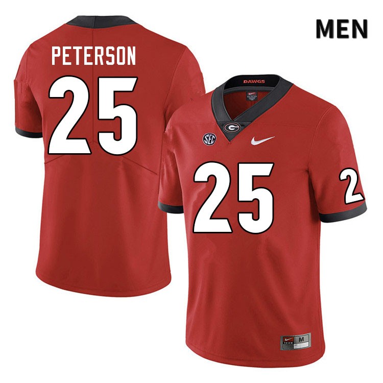 Georgia Bulldogs Men's Steven Peterson #25 Red Stitched College UGA Football Jersey 23FV013FZ